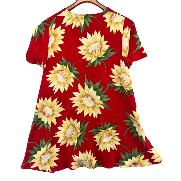 Show Me Your Mumu Kylie Lace Up Dress Red Yellow Floral Short Sleeve Mini Sz XS - Picture 2 of 9